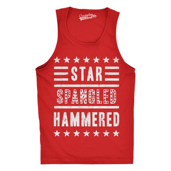 Mens Star Spangled Hammered Funny Shirts Workout Sleeveless Fitness Tank Top - Picture 1 of 4